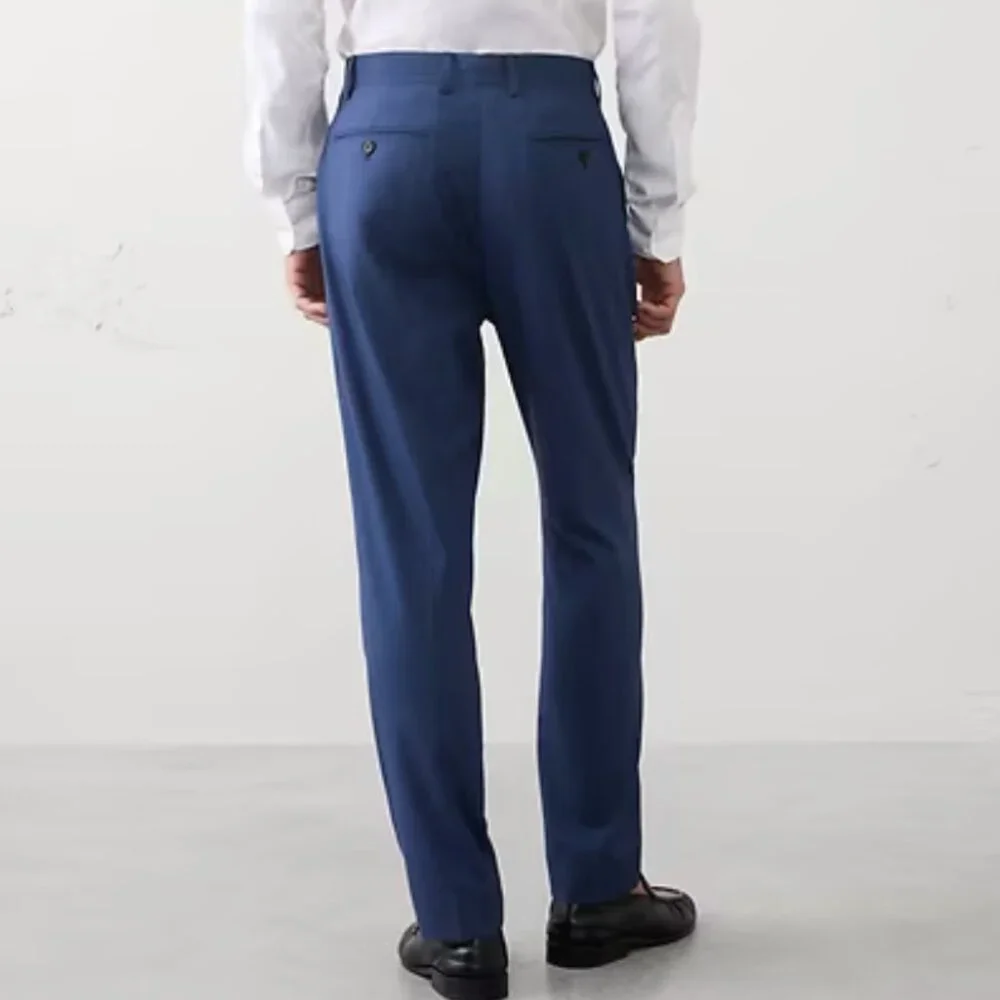 Banana Republic Tailored-Fit Mini Check Suit Trouser, Blue Jay, 30Wx30L, EUC